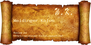 Weidinger Kolos névjegykártya
